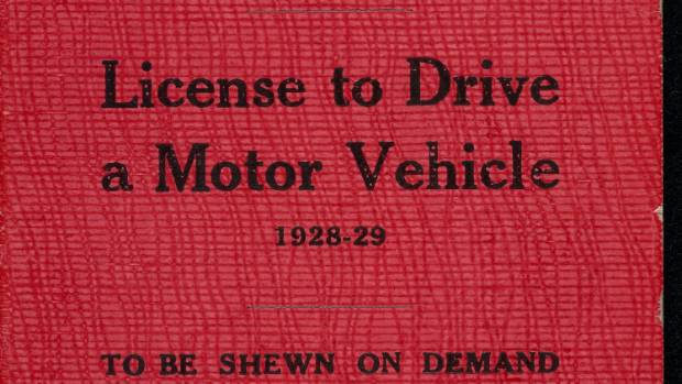 One of the earlier drivers' licenses issued, in 1928, three years after licenses were made compulsory here.