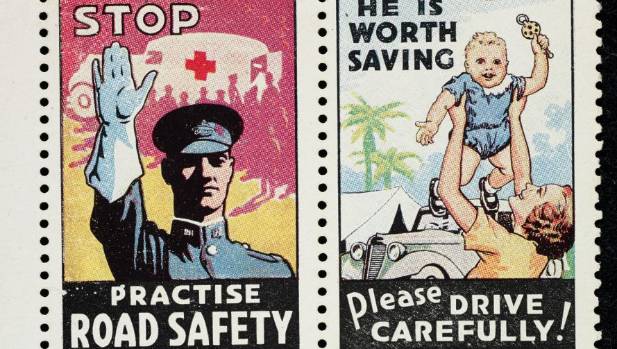 A series of road safety stamps from 1938.