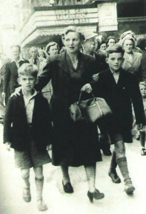 George, his mother Louse and brother Pete in O'Connell Street, Dublin in the 1950s.