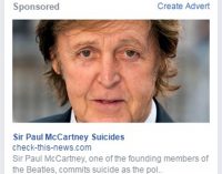 Facebook admits it was ‘tricked’ into posting sick ‘malicious advert’ about suicide of Paul McCartney