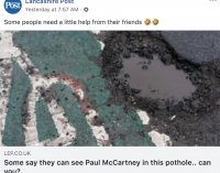 People think pothole looks like Paul McCartney