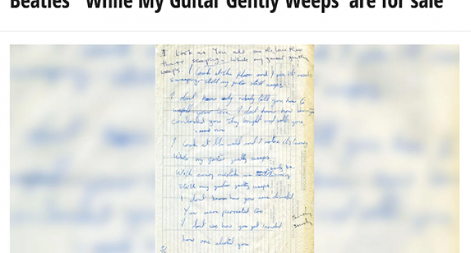 George and Ringo’s handwritten lyrics to The Beatles’ ‘While My Guitar Gently Weeps’ are for sale | FOX 61