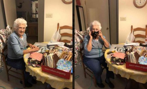 89-Year-Old Sews 600 Masks While Listening to The Beatles – WATCH