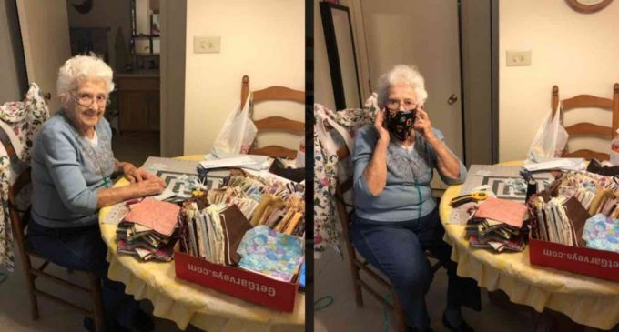 89-Year-Old Sews 600 Masks While Listening to The Beatles – WATCH