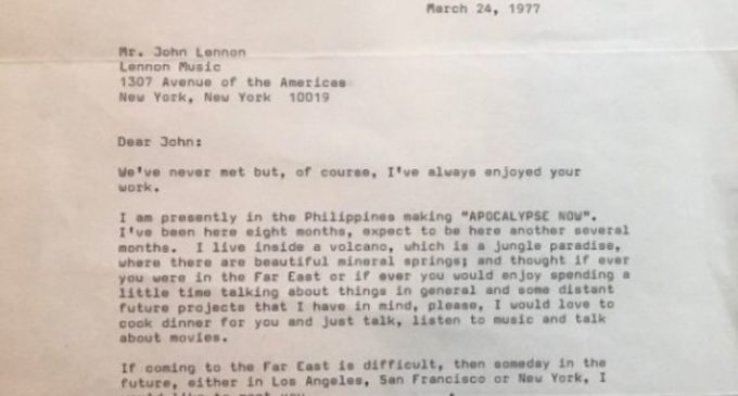 The letter Francis Ford Coppola sent to John Lennon