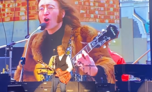 Paul McCartney performed alongside footage of John Lennon