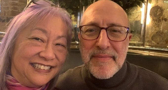 May Pang and Mark Lewisohn spotted at private event