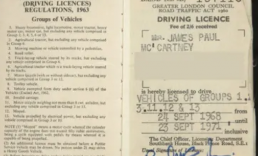 Paul McCartney’s old driving licence sells at auction in Woking
