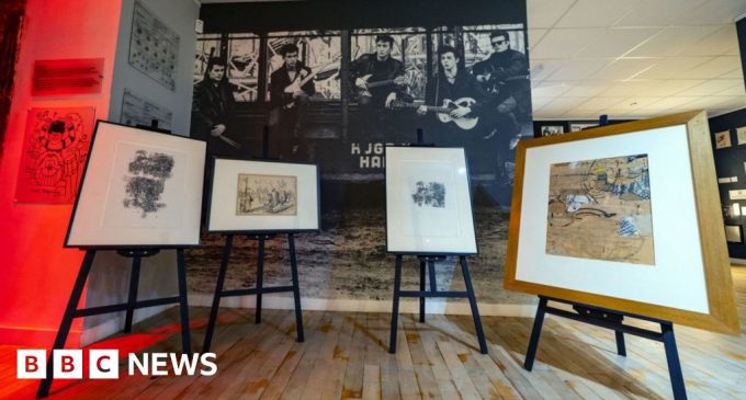 Unseen artworks by original Beatle go on display in Liverpool
