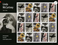 Now available: this stamp collection celebrating the multi-faceted career of Linda McCartney (1941-1998)